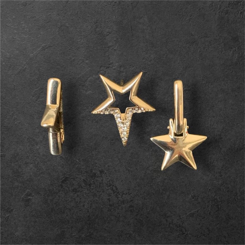 Blazetaki 3'lü Gold Yıldızlı Küpe